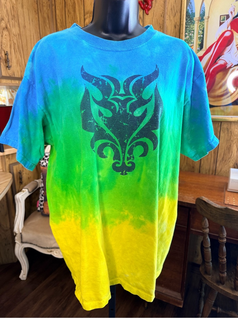 Sundog Tie-Dye Short Sleeve Tee in Blue, Green & Yellow